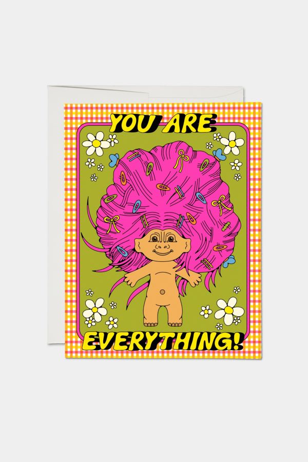 Slide View: 1: Red Cap Everything Troll Friendship Greeting Card