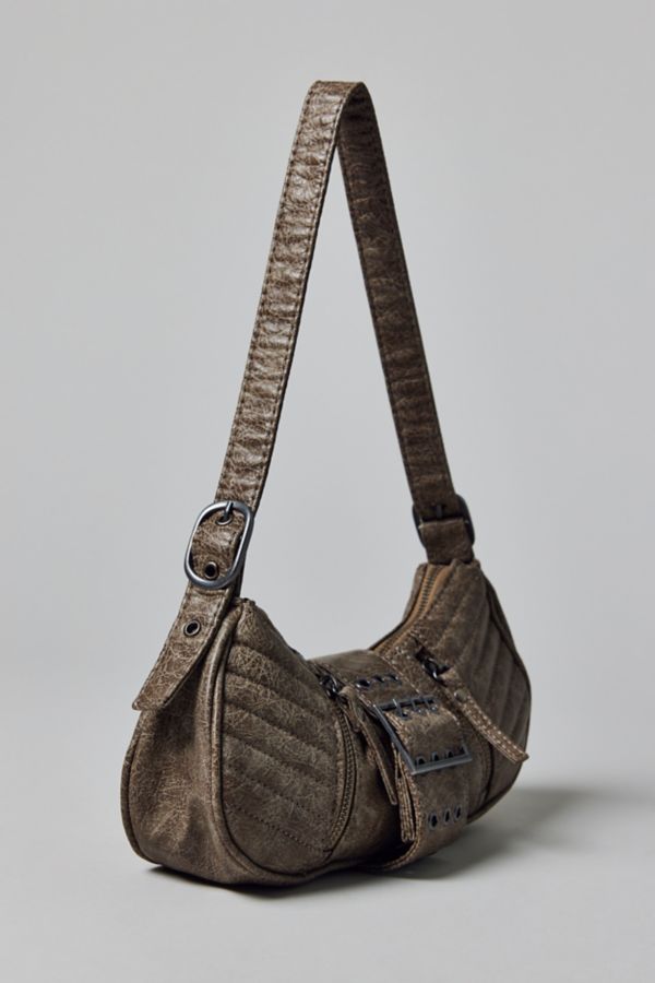 Slide View: 3: Silence + Noise Riveted Faux Leather Moto Bag