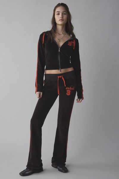 Jaded London Stripe Velour Low-Rise Pant