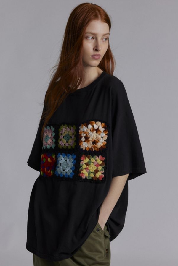 Slide View: 1: THE SERIES X Urban Renewal Granny Square Oversized Tee