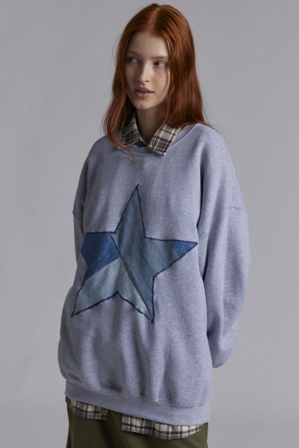 Slide View: 1: THE SERIES X Urban Renewal Star Patchwork Fleece Pullover