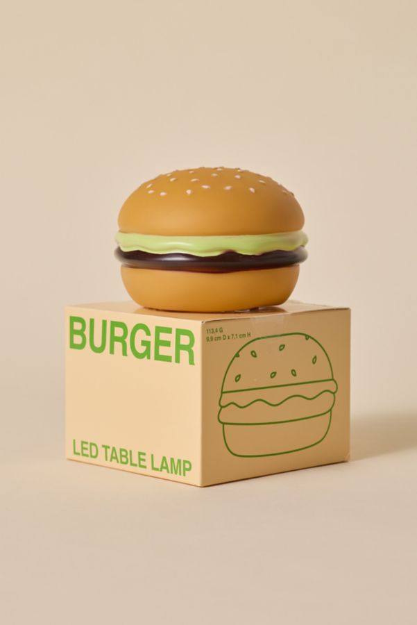 Slide View: 6: Burger Shape Portable Vinyl LED Table Lamp