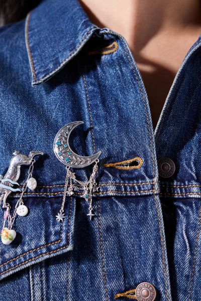 To The Moon And Stars Charm Brooch