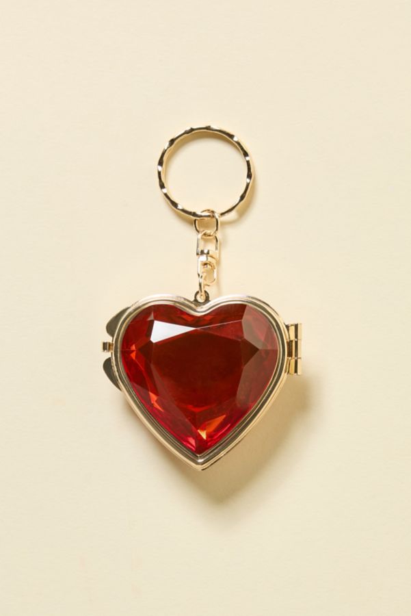 Slide View: 2: Heart Jewel Pocket Mirror Keychain