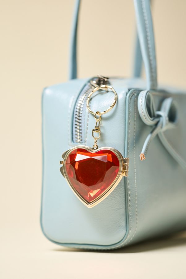 Slide View: 1: Heart Jewel Pocket Mirror Keychain