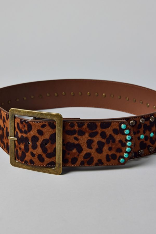 Slide View: 3: Wide Cheetah Animal Print Belt