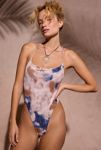 Thumbnail View 1: GUESS ORIGINALS UO Exclusive Bleached Denim Open-Back One-Piece Swimsuit