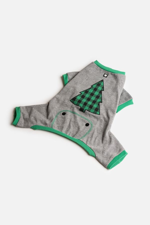 Slide View: 2: Silver Paw Plaid Tree Pajama