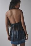 Thumbnail View 4: UO Gabriette Fringe Tie-Front Faux Leather Halter Top