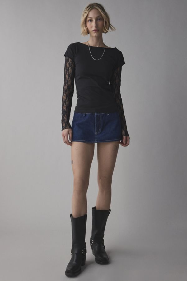 Slide View: 3: BDG Sloane Lace Layered Twofer Long Sleeve Tee