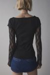 Thumbnail View 4: BDG Sloane Lace Layered Twofer Long Sleeve Tee