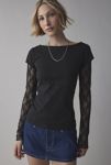 Thumbnail View 1: BDG Sloane Lace Layered Twofer Long Sleeve Tee