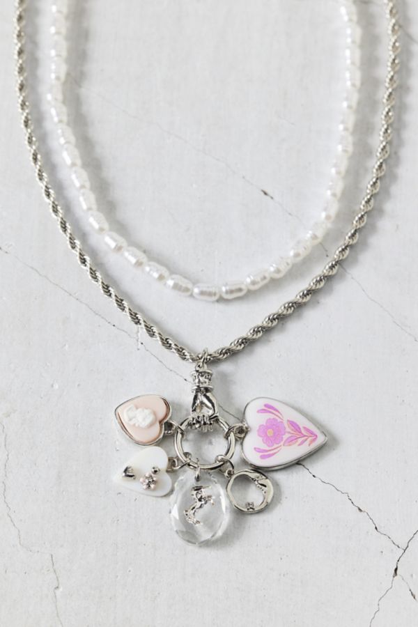 Slide View: 3: Val Pearl Layering Charm Necklace Set