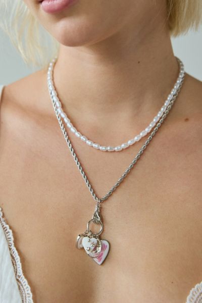 Val Pearl Layering Charm Necklace Set