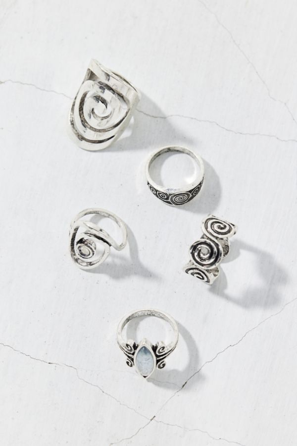 Slide View: 2: Statement Stone Swirl Ring Set