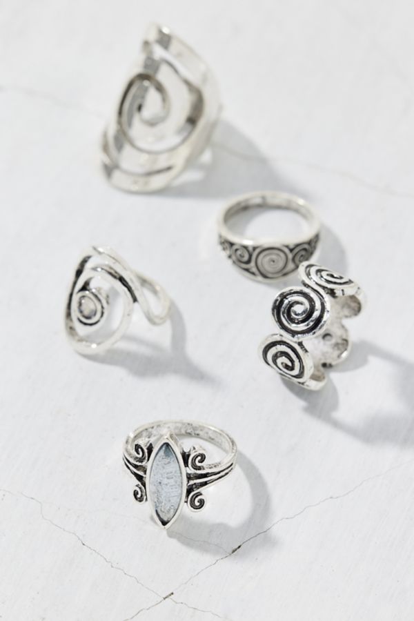 Slide View: 3: Statement Stone Swirl Ring Set