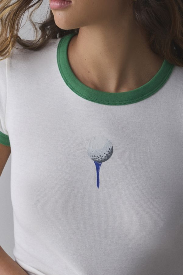 Slide View: 2: BDG Too Perfect Tee Time Graphic Ringer Baby Tee