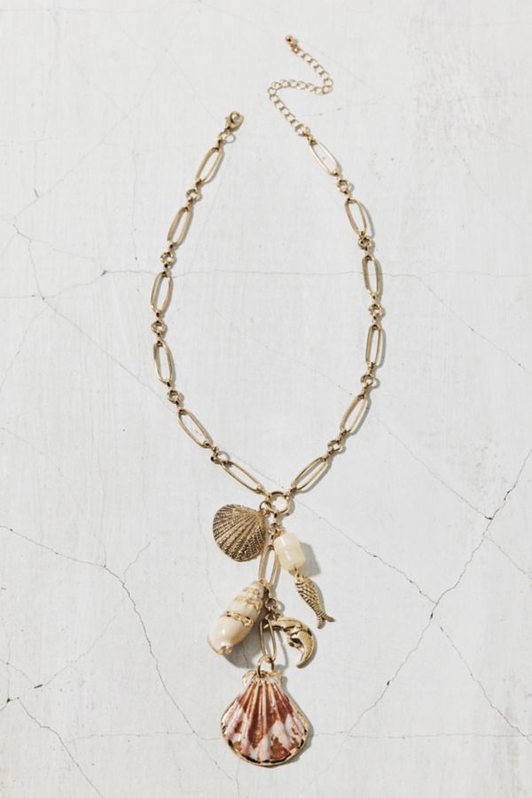 Slide View: 2: Capri Shell Chain Lariat Necklace