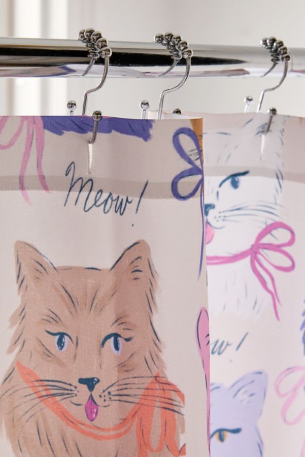 Slide View: 3: Krissymast For Deny Cats In Purple And Brown Shower Curtain