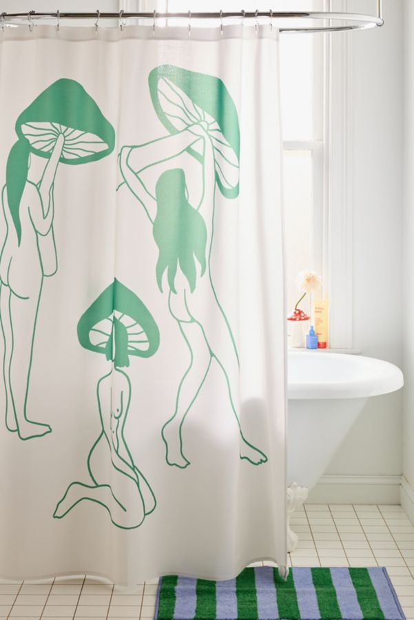 Slide View: 1: Haleyum For Deny Mushroom Ladies Line Art Shower Curtain