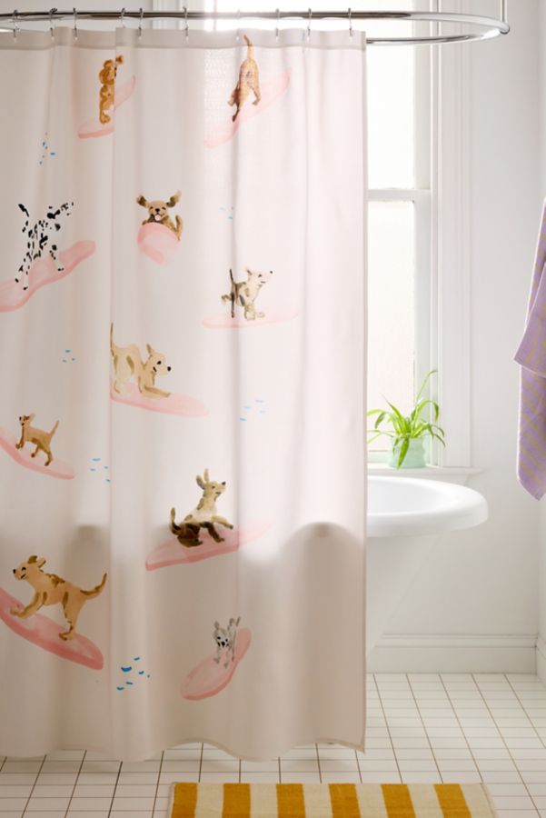 Slide View: 1: Sabina Fenn Illustration For Deny Dogs Surfing Shower Curtain