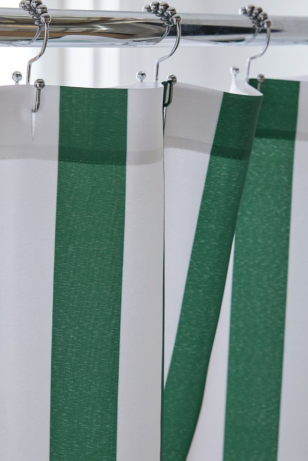 Slide View: 3: Honor And Obey For Deny Original Forest Green And White Trent Stripe Shower Curtain