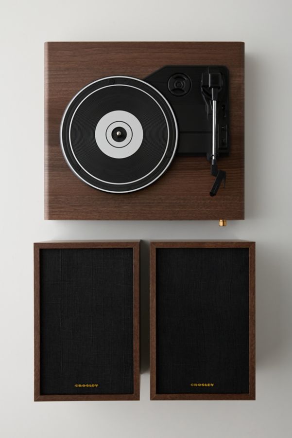 Slide View: 5: Crosley Alto Record Player & Speakers Shelf System