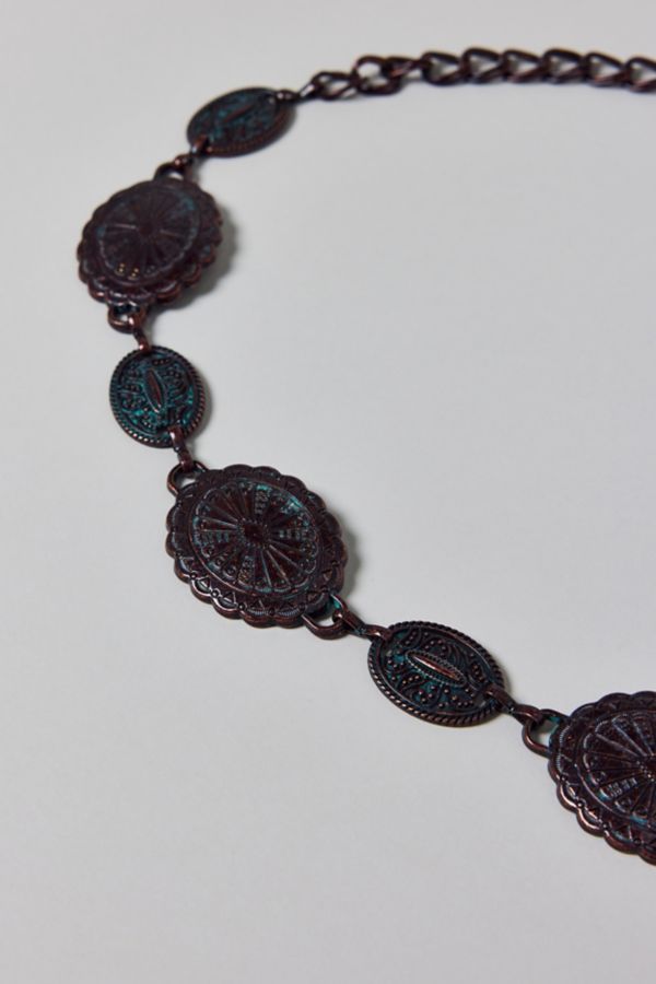 Slide View: 3: Medallion Oxidized Metal Chain Belt