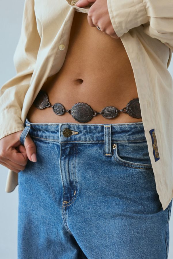 Slide View: 1: Medallion Oxidized Metal Chain Belt