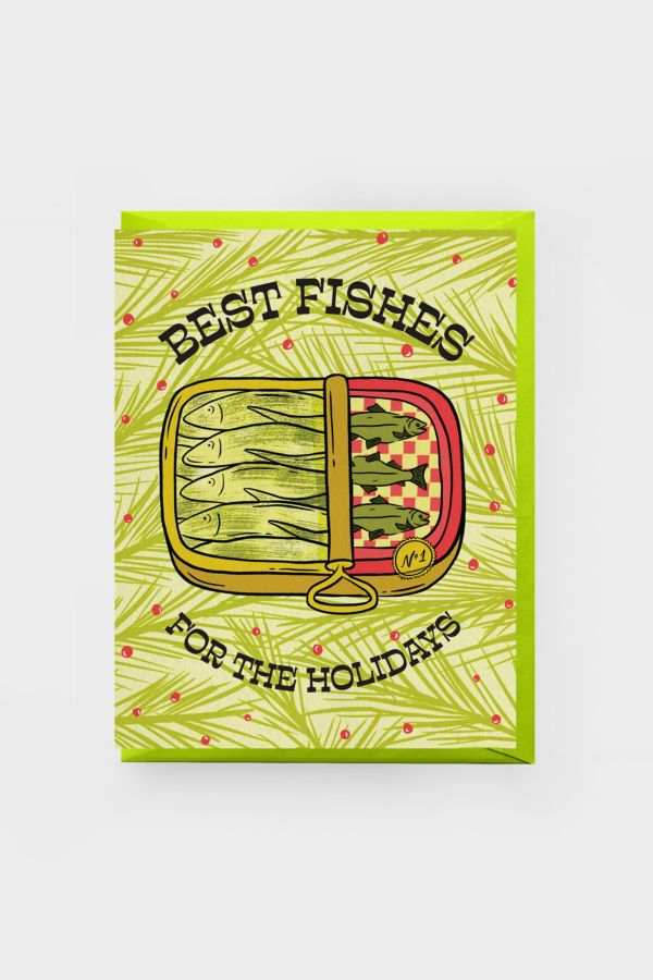 Slide View: 1: Boss Dotty Tinned Fish Holiday Greeting Card