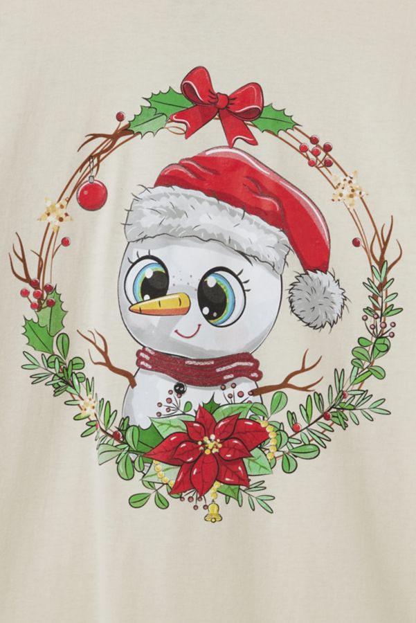 Slide View: 2: Holiday Snowman Cotton Graphic Tee