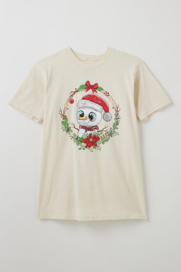 Slide View: 1: Holiday Snowman Cotton Graphic Tee