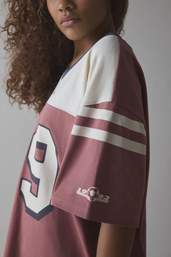 Slide View: 5: 99 Varsity Graphic Oversized V-Neck Jersey Tee