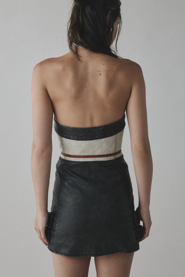 Slide View: 5: Jaded London Xiva Motocross Faux Leather Strapless Mini Dress