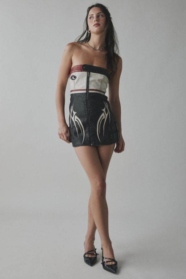 Slide View: 1: Jaded London Xiva Motocross Faux Leather Strapless Mini Dress