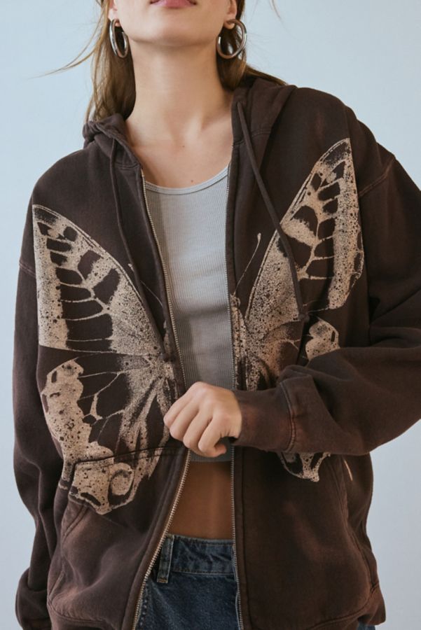 Slide View: 3: Project Social T Butterfly Graphic Zip-Up Hoodie Sweatshirt