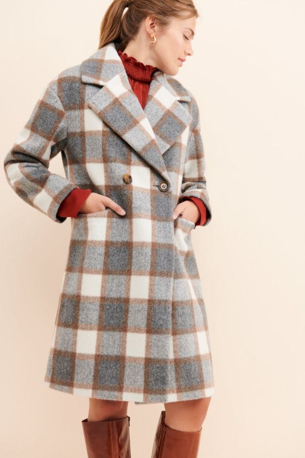 Slide View: 1: Glamorous Classic Checks Coat