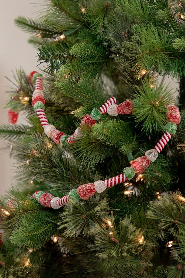 Slide View: 1: Faux Gum Drop Candy 4ft Frosted Christmas Garland