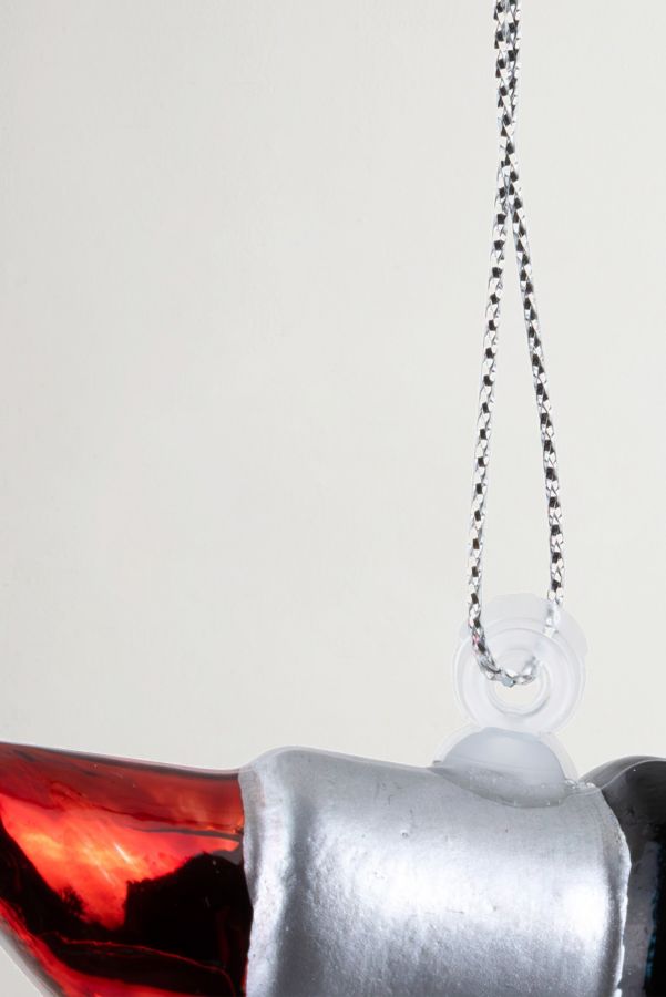 Slide View: 3: Black and Red Lipstick Glass Christmas Ornament