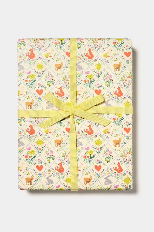 Slide View: 1: Red Cap Woodland Critters Wrapping Paper