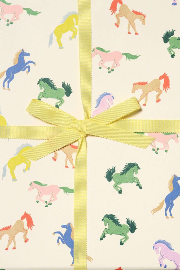 Slide View: 2: Red Cap Wild Horses Wrapping Paper