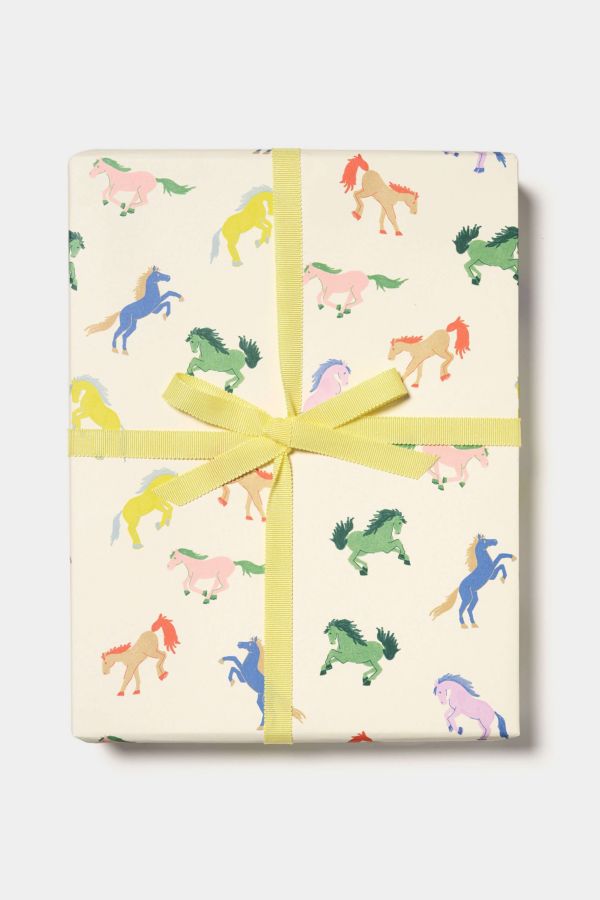 Slide View: 1: Red Cap Wild Horses Wrapping Paper