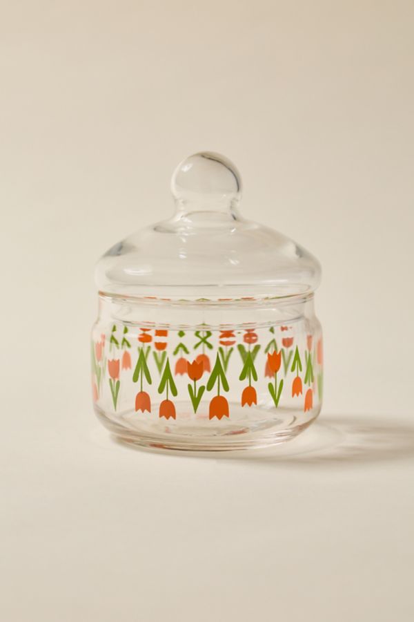 Slide View: 2: Aderia Small Floral Glass Jar