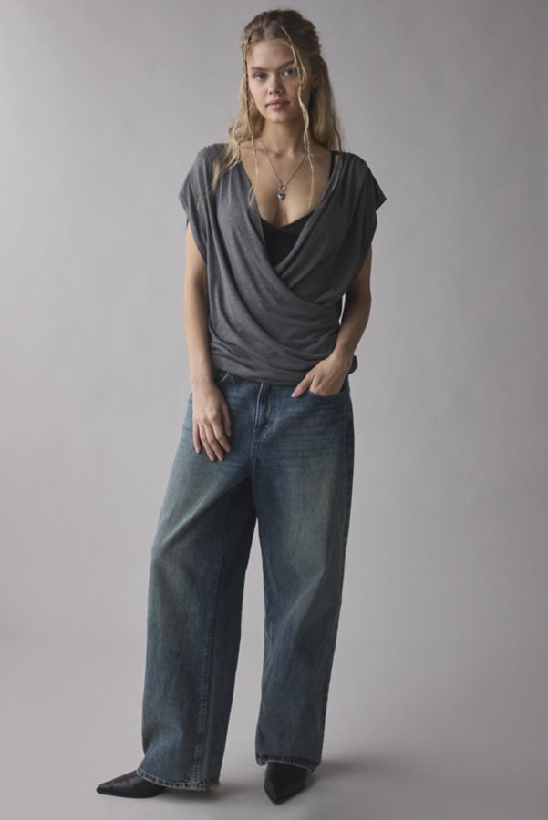 Slide View: 3: UO Indie Plunging Wrap-Front Drape Top