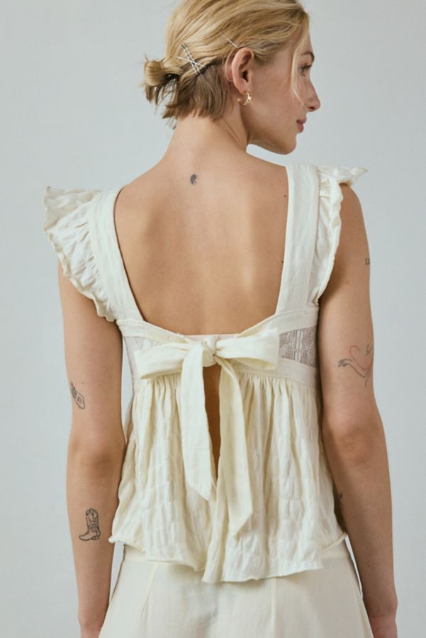 Slide View: 3: Kimchi Blue Olive Bow Tie-Back Babydoll Blouse