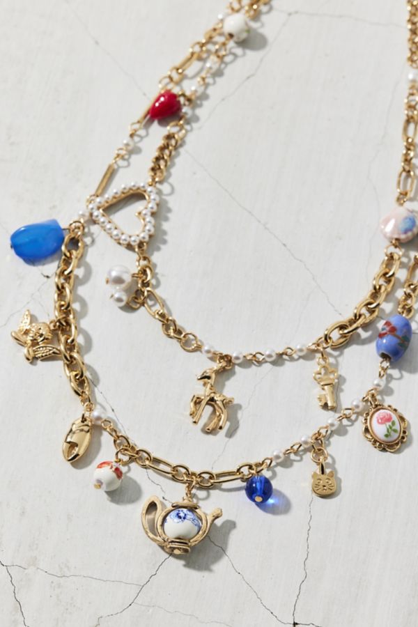 Slide View: 3: Tea Party Layered Charm Necklace