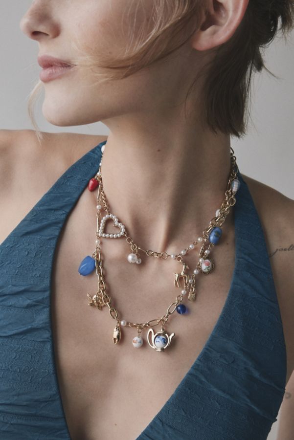 Slide View: 1: Tea Party Layered Charm Necklace