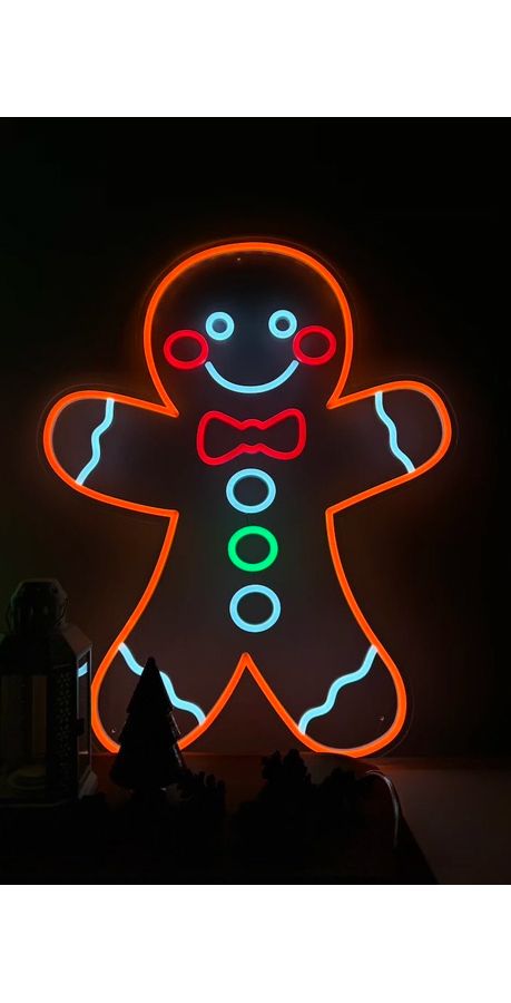 Slide View: 5: Echo Neon Gingerbread Man Neon Sign