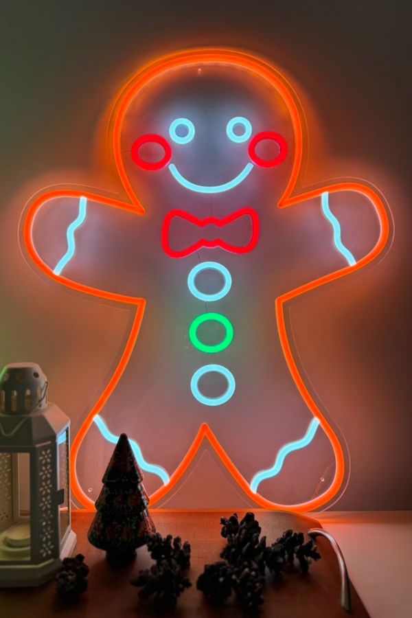 Slide View: 1: Echo Neon Gingerbread Man Neon Sign