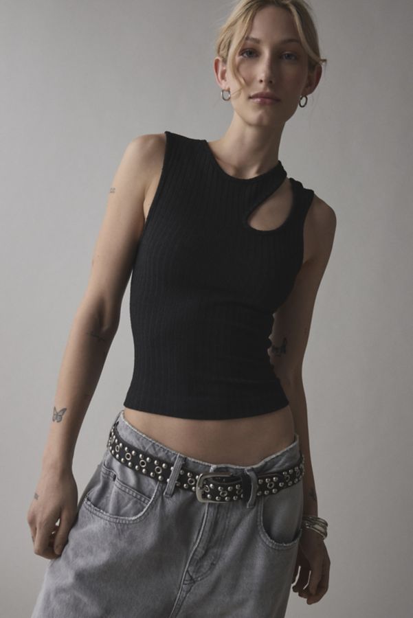 Slide View: 3: UO Cleo Asymmetrical Cutout Cropped Tank Top